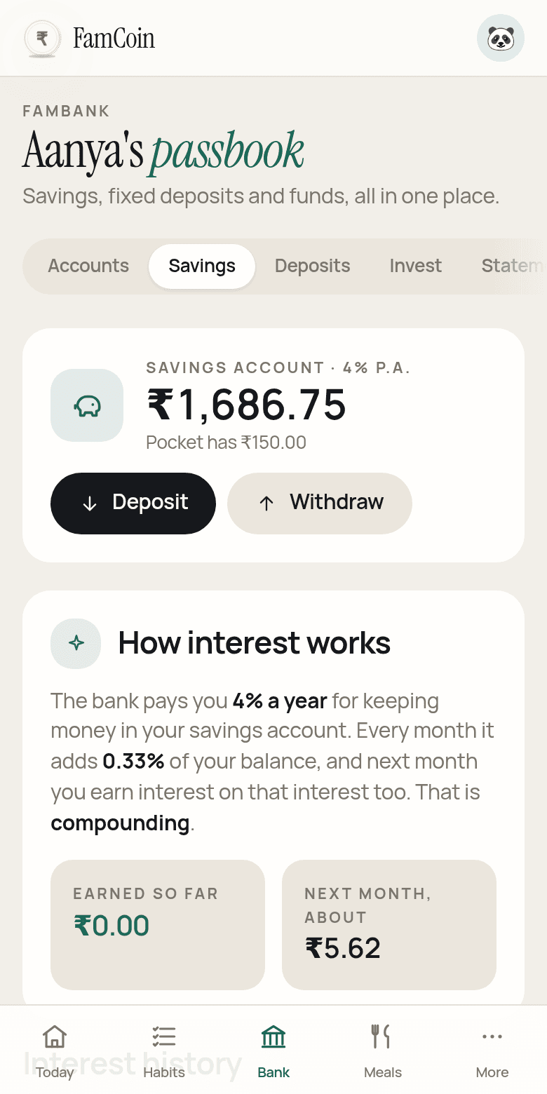 FamBank: a savings account with interest she can watch add up